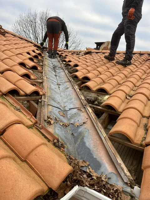 Noue de toiture avant rénovation